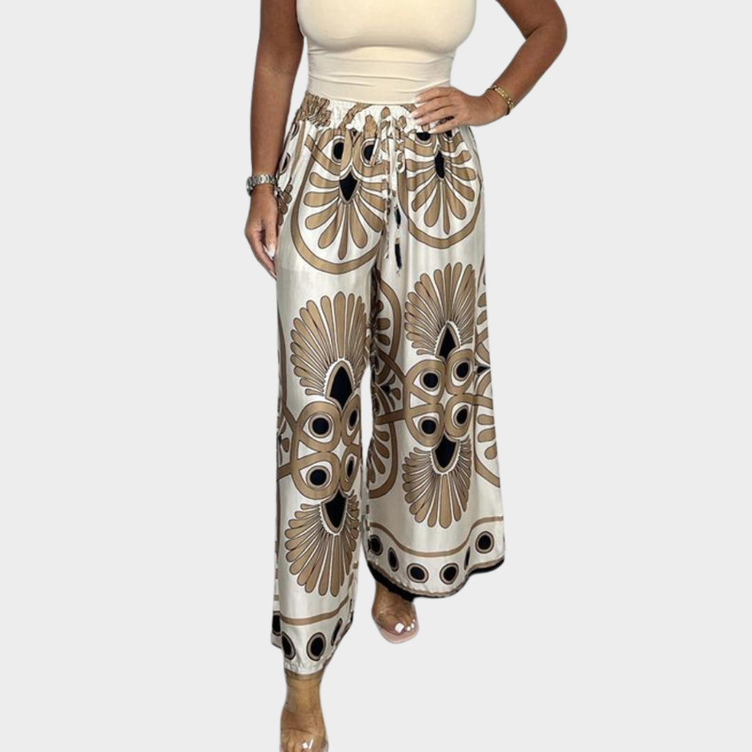 Sally | Trendy Printed Satin Track Pants