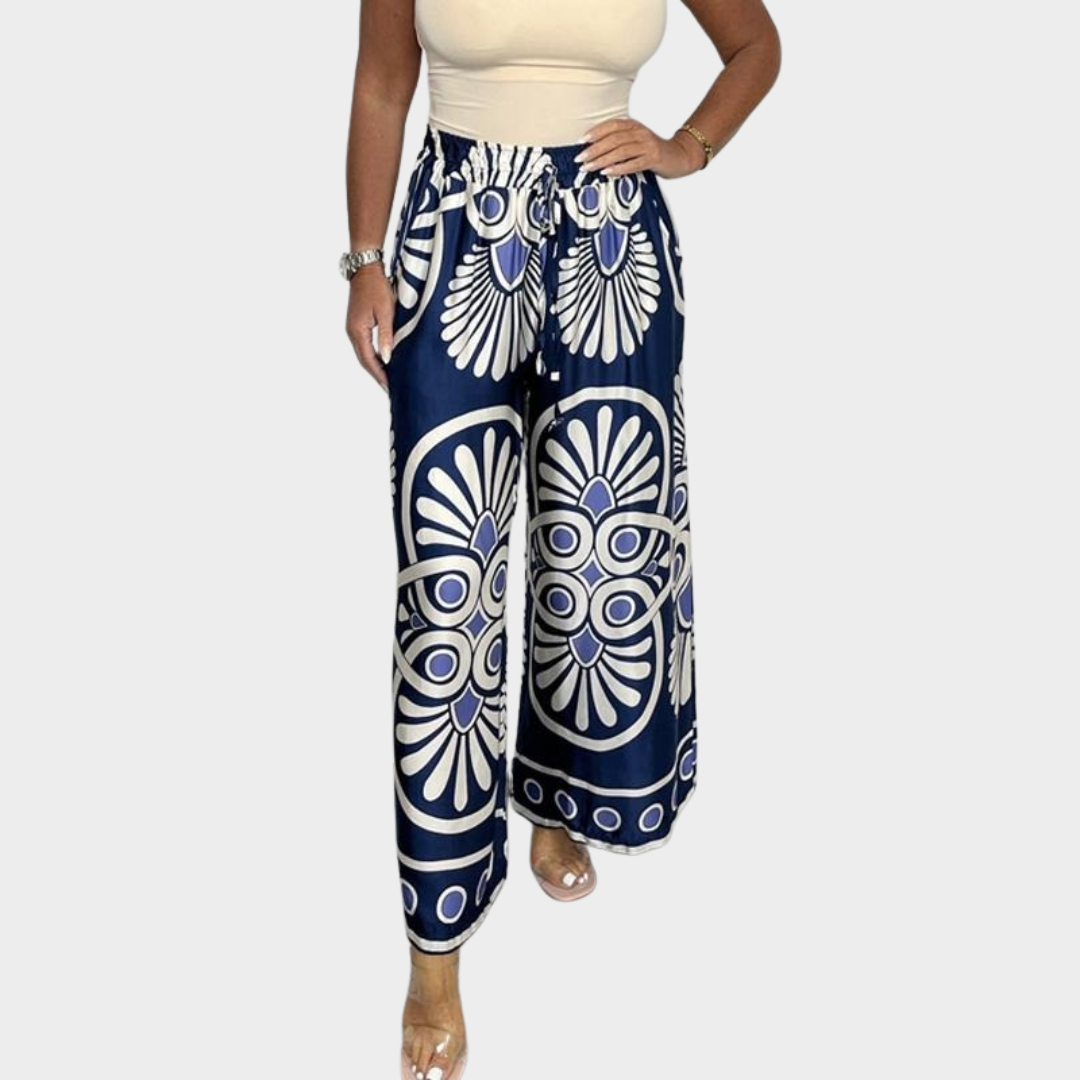 Sally | Trendy Printed Satin Track Pants