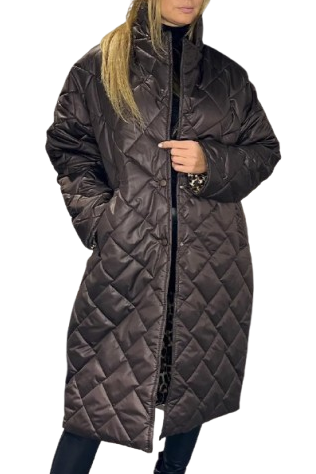 Olivia – Reversible Quilted Coat with Leopard Print Lining